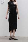 Un Morceau lace velvet stitching twists tube top UM231SZ18 black PUM37